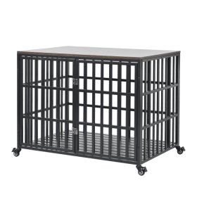 Heavy Duty Dog Crates With Wooden Style Top Are Suitable For Large Medium-sized Dogs