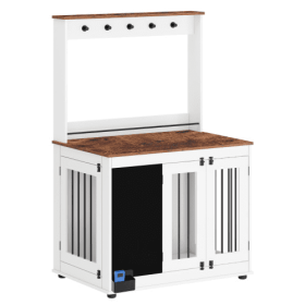 Dog Crate With Top Storage For Leashes/Harnesses Graffiti Dog Crate Double Door Kennels, Stylish Interior Furniture