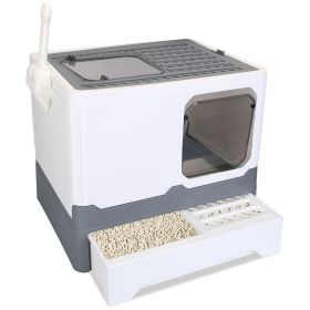 Foldable Cat Litter Box with Lid Enclosed Kitty Litter Box Anti Splashing Cat Toilet Tray with Litter Scoop