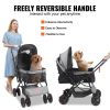 VEVOR Pet Stroller, 4 Wheels Dog Stroller Rotate with Brakes, 44lbs Weight Capacity, Puppy Stroller with Reversible Handlebar