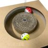 Resting Lounge Pad Cat Scratcher with Toy Ball Rolling in Hole Made of Eco Friendly Recyclable Cardboard Material