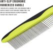 Dog Cat Comb to Remove Tangles and Knots and Matted Fur - Grooming Tool with Stainless Steel Teeth and Non-Slip Grip Handle