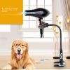 Hair Dryer Holder 360 Degrees Rotatable Hands-Free Hair Dryer Stand Aluminum Alloy Gooseneck Pet Dog Cat Grooming Table Hair Dryer Clip Holder