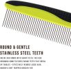 Dog Cat Comb to Remove Tangles and Knots and Matted Fur - Grooming Tool with Stainless Steel Teeth and Non-Slip Grip Handle