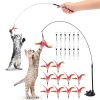 Cat Feather Toys Wand Rod Interactive Cat Spring Bell Play Toys