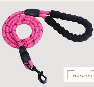 Reflective Dog Leash Nylon Pet Dog Leash Rope For Small Medium Large Dogs Walking Training Pet Suppiles (Color: Pink)