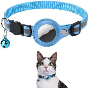 Reflective Collar Waterproof Holder Case For Airtag Air Tag Airtags Protective Cover Cat Dog Kitten Puppy Nylon Collar (Option: Sky Blue)