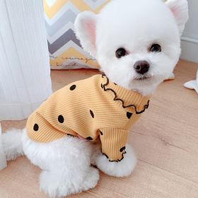 Dot turtleneck dog Ruffle shirt (Option: Yellow-XXS)