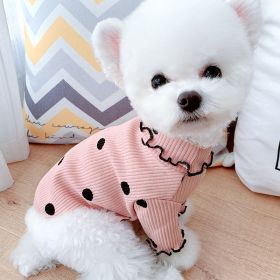 Dot turtleneck dog Ruffle shirt (Option: Pink-XS)