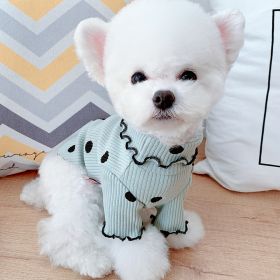 Dot turtleneck dog Ruffle shirt (Option: Green-3XL)