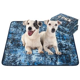 Qeils Washable Pee Pads For Dogs, 2 Pack Reusable Puppy Pads Super Absorbent Leakproof Dog Training Pads, Non-Slip Potty Pads For Floor, Crate, Couch, (Option: Tie Dye BluePolyesterTPU-36Q41Pack of two)