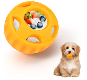 Dog Chew Toys For Smaller Dogs And also Treat Trays, Long-Lasting Refillable Treat Toys of Silicone, Dog Treat Molds, Reusable, Dishwasher Safe (Option: Single Ball yellow)