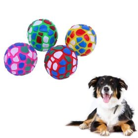 Dog Ball Toy Natural Rubber Multi Color Ball Dog Geometric  Toys Pattern Ball for Small Medium Dogs Playing Pet Training Supplies (Color: Red)