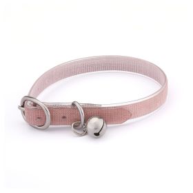 Pet Collar Kitten Collar Soft Leather Glittered PU Leather Material Pet Collar Adjustable Belt Collar (Color: Pink)