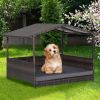 Outdoor Wicker Dog House with Weatherproof Roof