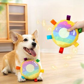 Colorful Plush Flying Disc Toy Dog For Outdoor Play, Bite-resistant Pet Dog Toy Supplies Dog Training Flying Discs Outdoor Playing Disk Flyer (Style: T)