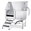 VEVOR 50" Pet Dog Bathing Station w/Stairs, Professional Stainless Steel Dog Grooming Tub w/ Soap Box, Faucet,Rich Accessory, Dog Bathtub for Large