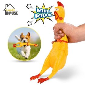 Hysterical  Screaming Chicken Pet Dog Toys Squeeze For Chicken Sound Funny Toy Safety Rubber For Dogs Chew Toys (Metal color: Yellow, size: M 28.5cm)